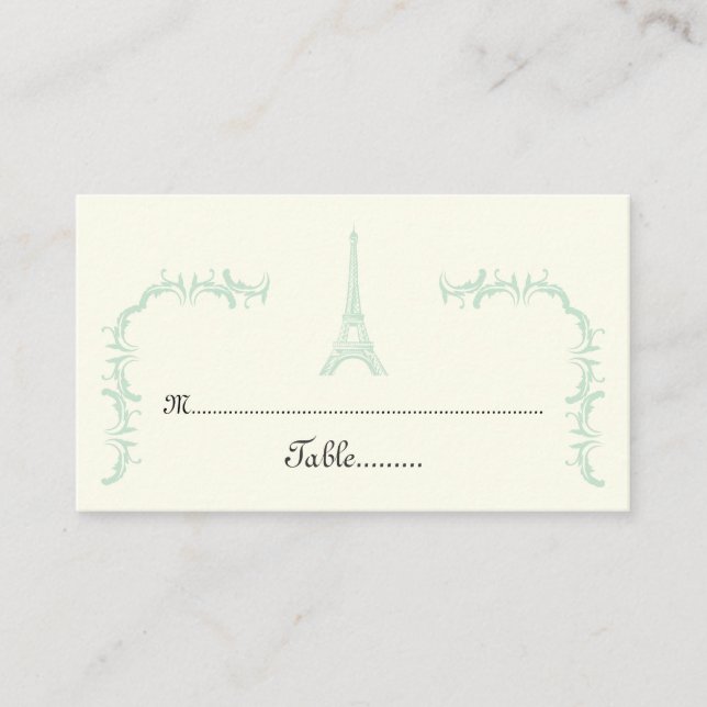 Paris mariage Tour Eiffel menthe, ivoire carte (Devant)