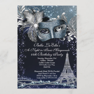 Paris Masquerade Geburtstagsveranstaltungen Party Einladung