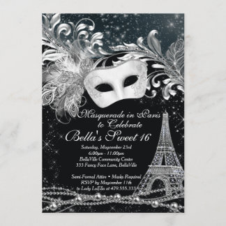 Paris Masquerade Geburtstagsveranstaltungen Party Einladung