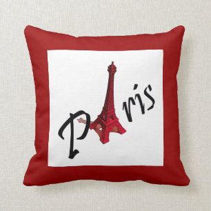 Paris mit Eiffelturm im roten Hintergrund Kissen