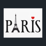 Paris mit Eiffelturm und rotem Herz Postkarte<br><div class="desc">Paris mit Eiffelturm und rotem Herzen,  französisches Wort Art Design</div>