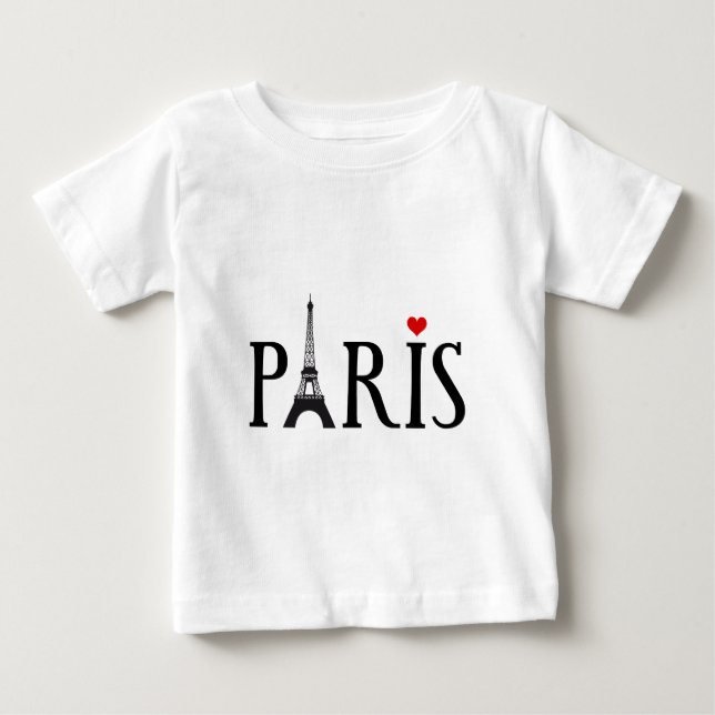 Paris mit Eiffelturm und rotem Herzen Baby T-shirt (Vorderseite)