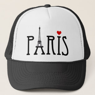 Paris mit Eiffelturm und rotem Herzen Truckerkappe