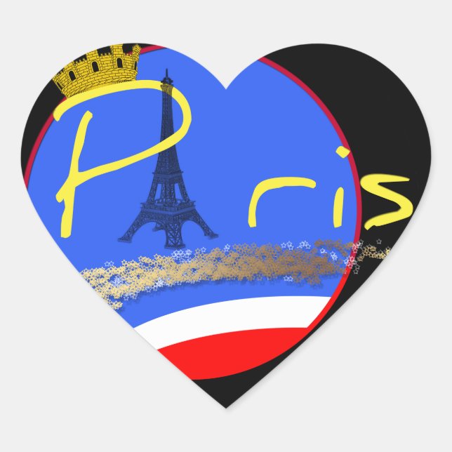 Paris mit Kronenhornsticker Herz-Aufkleber (Vorderseite)