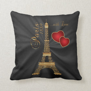 Paris mit Liebe im metallischen Gold Kissen