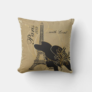 Paris mit Liebe und Silhouette Girl Kissen