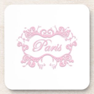 Paris mit Scrolls pink Getränkeuntersetzer