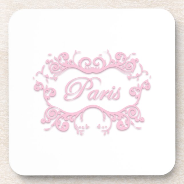 Paris mit Scrolls pink Getränkeuntersetzer (Vorderseite)