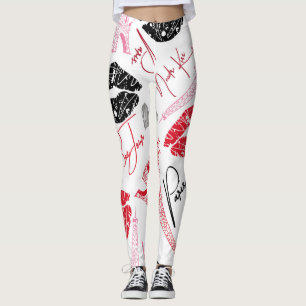 Paris Mode, kalligraphisches Eiffelturm Muster. Leggings