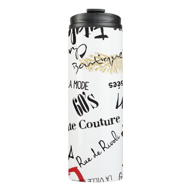 Paris-Mode: Vintages Glamour-Muster. Thermosbecher (Vorderseite)