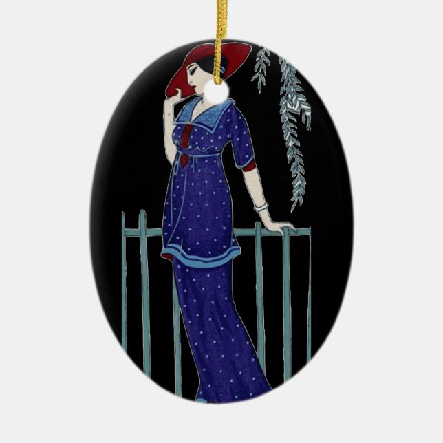 Paris-Modezwanziger jahre elegante Dame Keramikornament (Vorne)