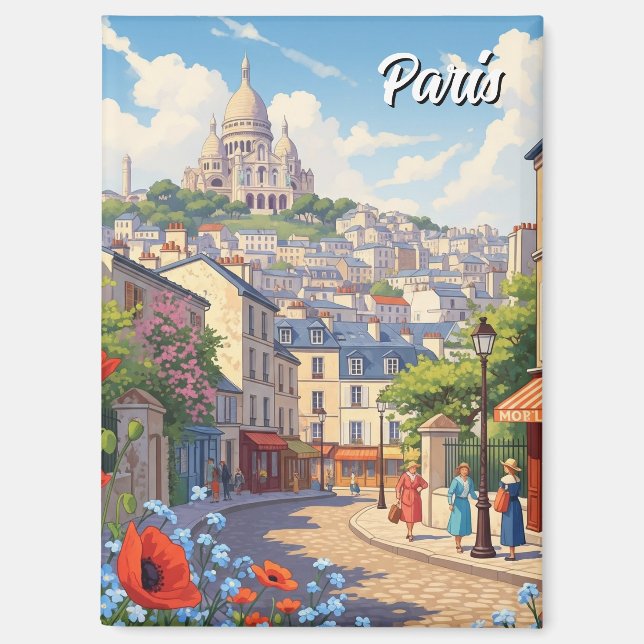Paris Montmartre Postcard Magnet (Vorderseite)