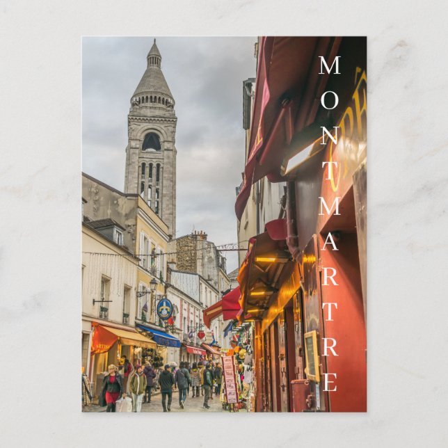 Paris Montmartre Straßenansicht Postkarte (Vorderseite)