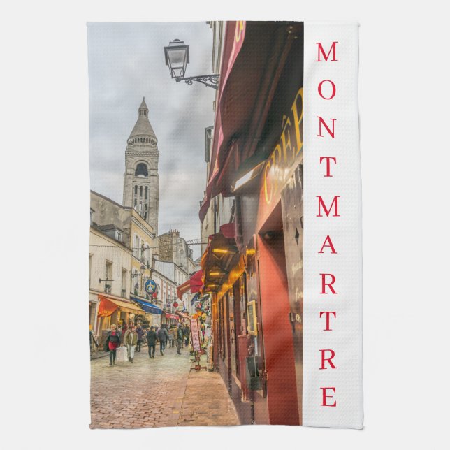 Paris Montmartre Street View Teetuch Geschirrtuch (Vertikal)