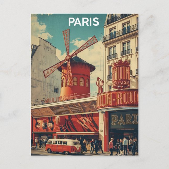 Paris Moulin Rouge Postkarte (Vorderseite)