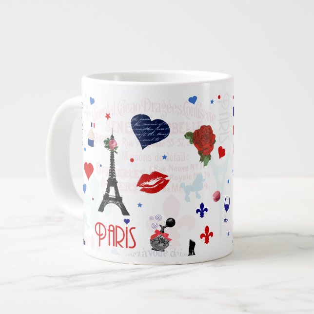 Paris-Muster mit Eiffelturm Jumbo-Tasse (Vorderseite Links)