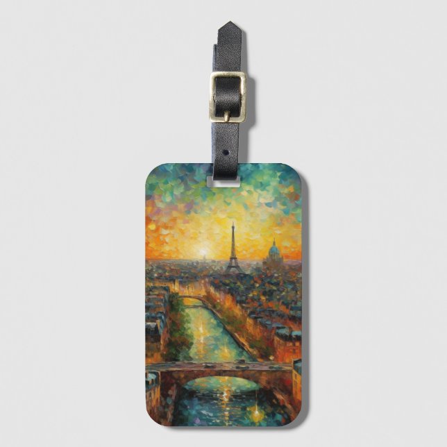 Paris nach Nacht-van-Gogh-Stil Gepäckanhänger (Vorderseite Vertikal)