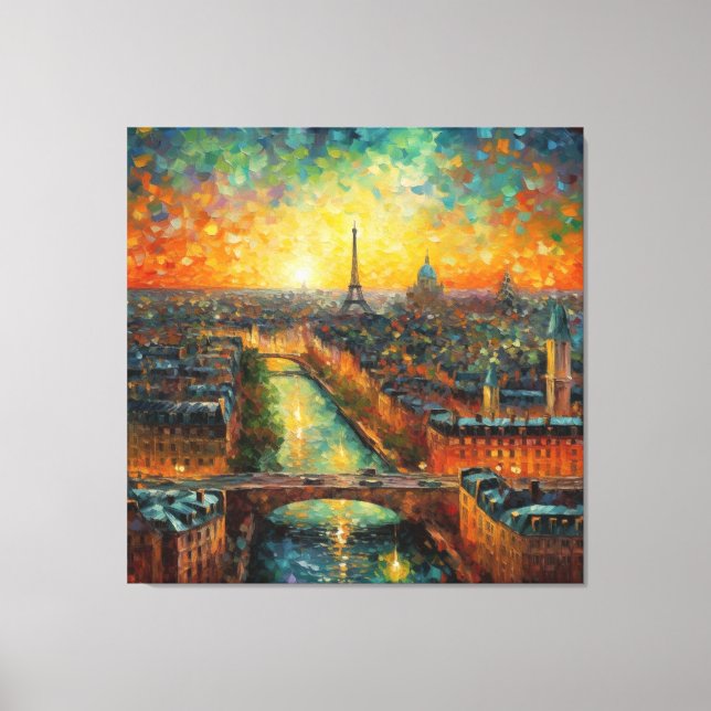 Paris nach Nacht-van-Gogh-Stil Leinwanddruck (Vorderseite)
