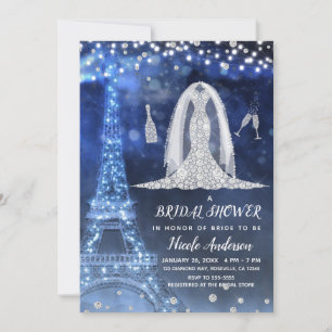 Paris Nacht Diamant Hochzeitskleid Brautparty Einladung