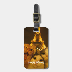 Paris Nacht Katze Selfie Squad Liebhaber Gepäckanhänger