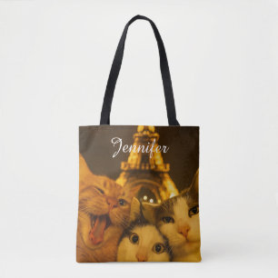 Paris Nacht Katze Selfie Squad Liebhaber Tasche