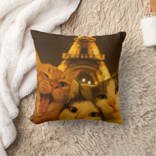 Paris Nacht Katzen Selfie Squad Liebhaber Kissen