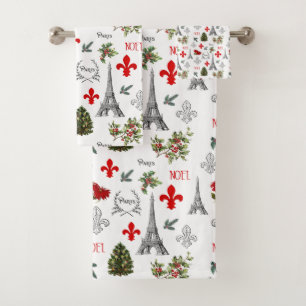 Paris Noël Tour Eiffel Serviettes de bain blanches