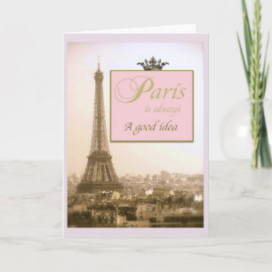 Paris notecards mit Eiffelturm und Zitat Karte