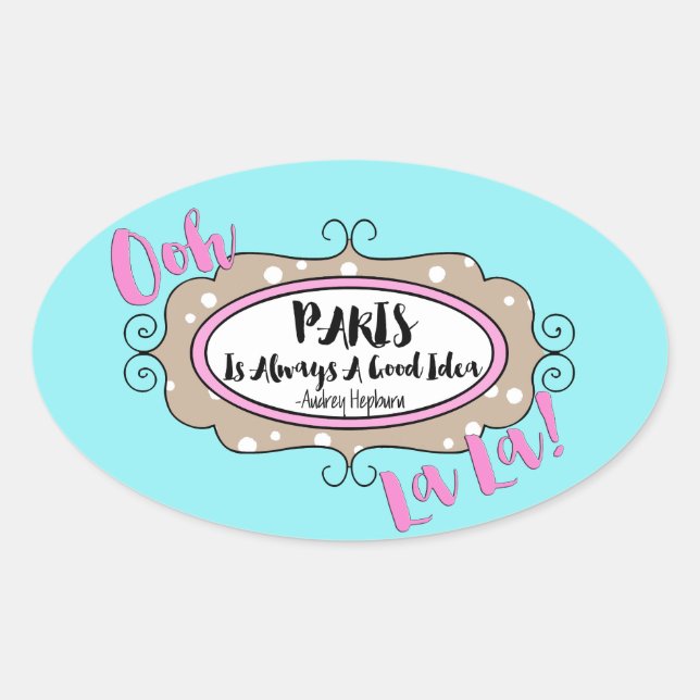 ‚Paris‘ Ovaler Aufkleber (Vorderseite)