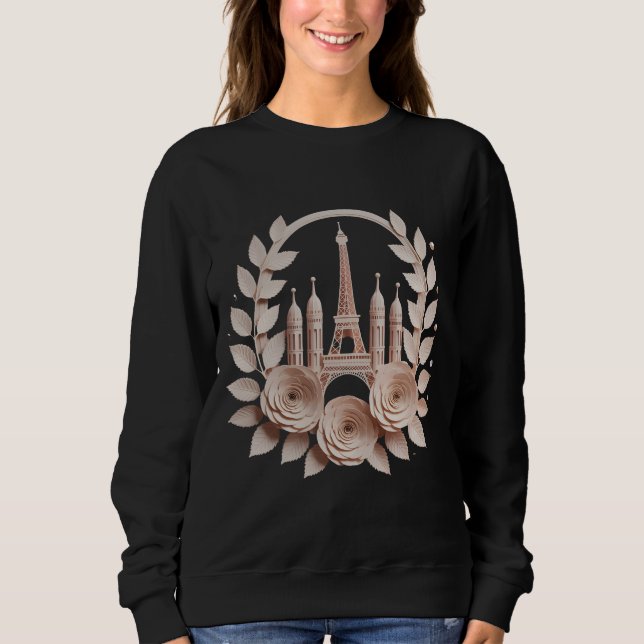 Paris Paper-Cut Floral Art T-Shirt  Sweatshirt (Vorderseite)