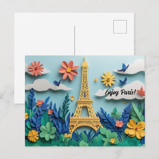 Paris Paper Quilling Art genießen Postkarte (Vorne/Hinten)