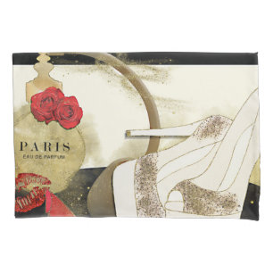Paris Parfum Parfüm Rosen Absätze und Lippenstift Kissenbezug