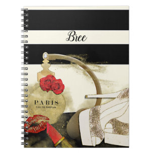 Paris Parfum Parfüm Rosen Absätze und Lippenstift Notizblock