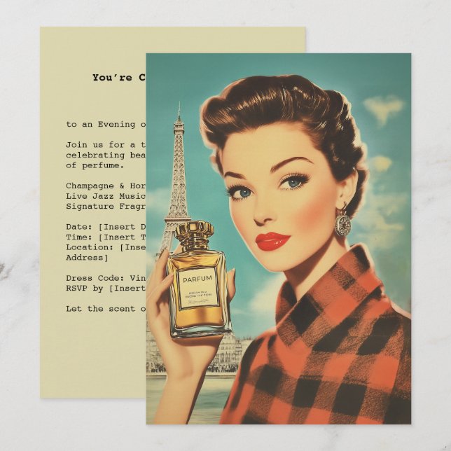 Paris Parfüm und Elegance Einladung (Vorne/Hinten)