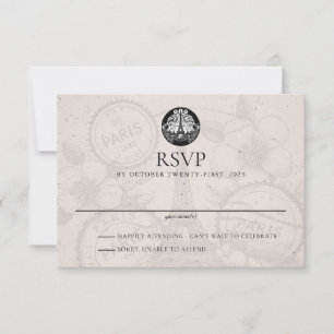 Paris Passport Wedding RSVP Card Karte