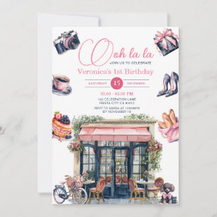 Paris Patisserie 1. Girl Birthday Party Einladung