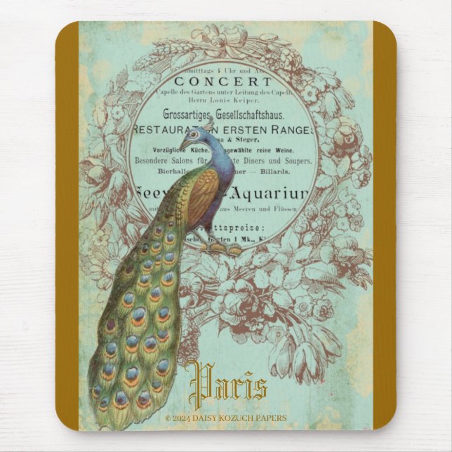 Paris Peacock, Paris, Inspiriert Mouse Pad Mousepad (Vorne)