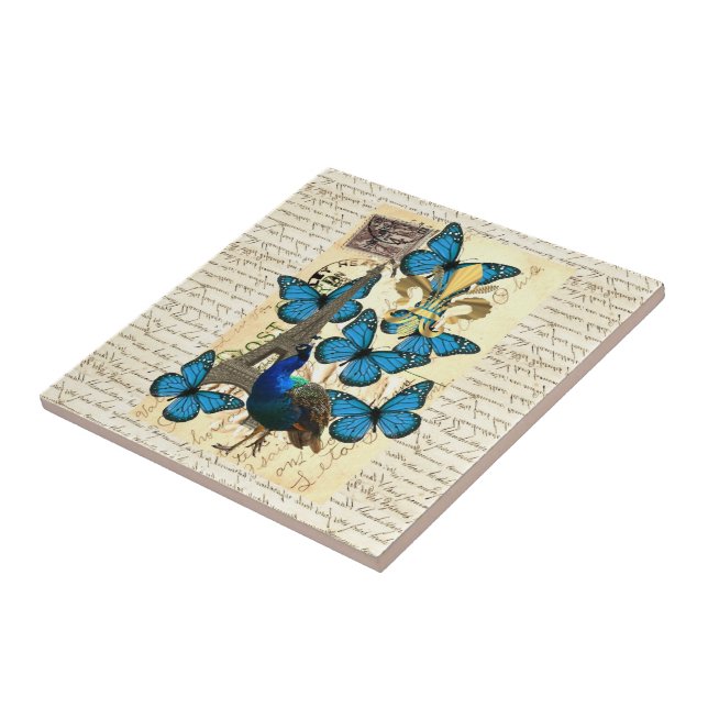 Paris, Pfau und Schmetterlinge Fliese (Seite)