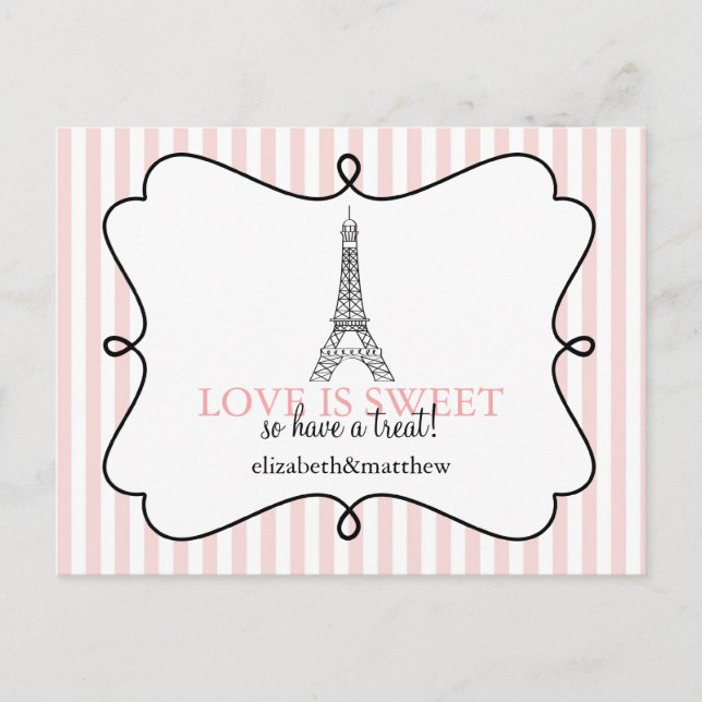 Paris Pink Candy Buffet Signs Postkarte (Vorderseite)