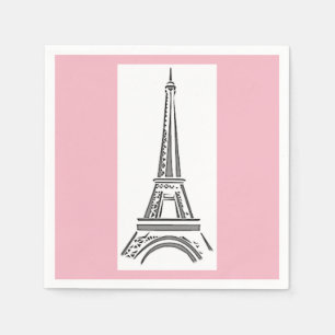Paris Pink Eiffel Tower Theme Paper Napkins Serviette