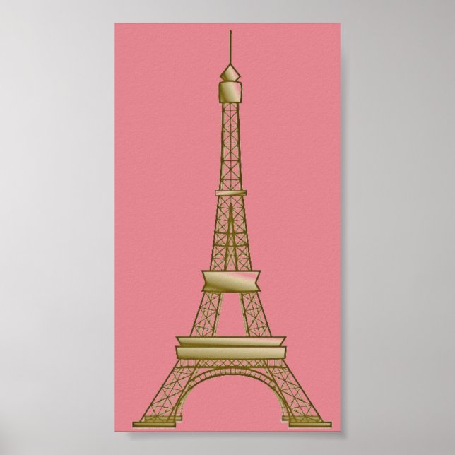 Paris Pink & Gold Eiffel Tower Poster (Vorne)