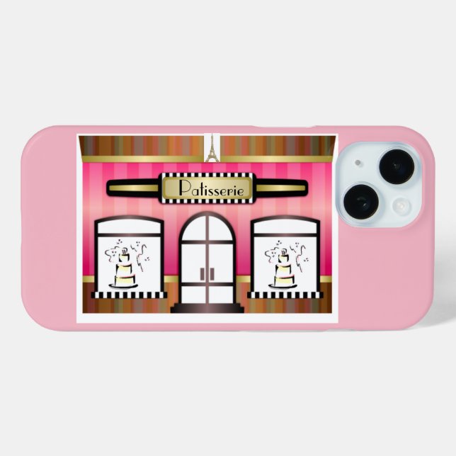 Paris Pink Patisserie iPhone 15 Hülle (Rückseite (Horizontal))