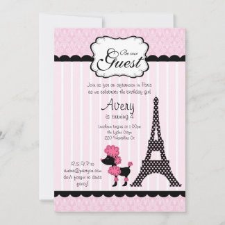 Paris Pink Poodle Eiffelturm Tee Party Braut Einladung