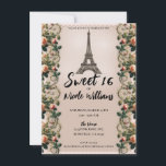 Paris Pink Rose Vines Eiffelturm Sweet 16 Einladung<br><div class="desc">Füllen Sie Ihre Daten aus.</div>