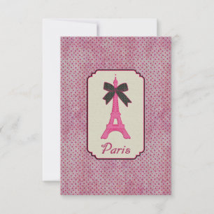 Paris Pink und Black Polka Dot Eiffel Tower & Bow