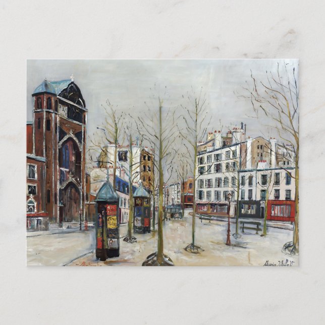 Paris, Place des Abbesses; Utrillo Postkarte (Vorderseite)