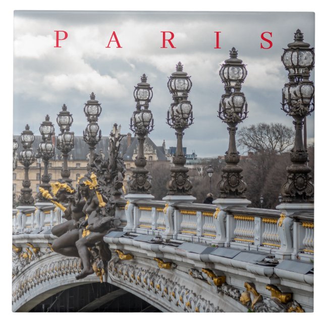 Paris Pont Alexandre III Lampposten Keramik Kachel (Vorderseite)