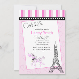Paris Poodle 12x18 Pink zum Geburtstag Einladung