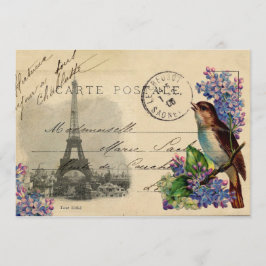 Paris Postcard Bird auf Lilacs Einladung