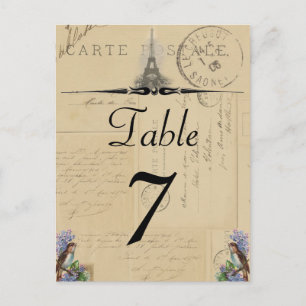 Paris Postcard Bird auf Lilacs Tischnummer